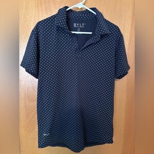 BYLT Men's Navy Polka Dot polo